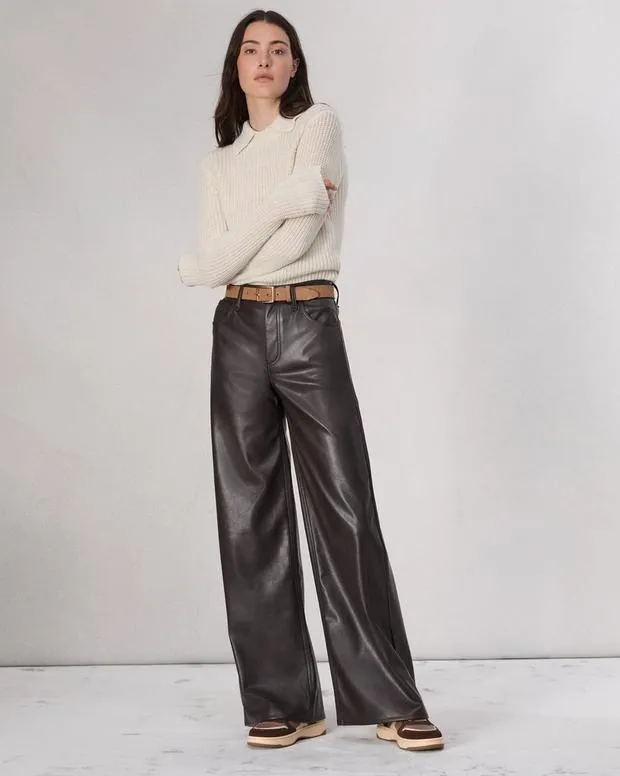 Pants Women Rag and Bone Sofie Faux Leather Pant Dk Brown