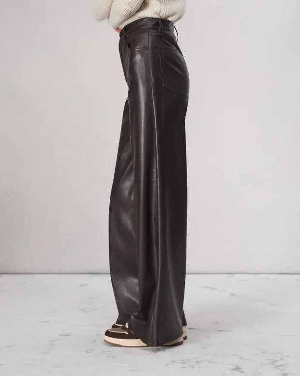 Pants Women Rag and Bone Sofie Faux Leather Pant Dk Brown