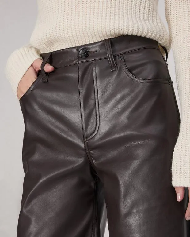 Pants Women Rag and Bone Sofie Faux Leather Pant Dk Brown