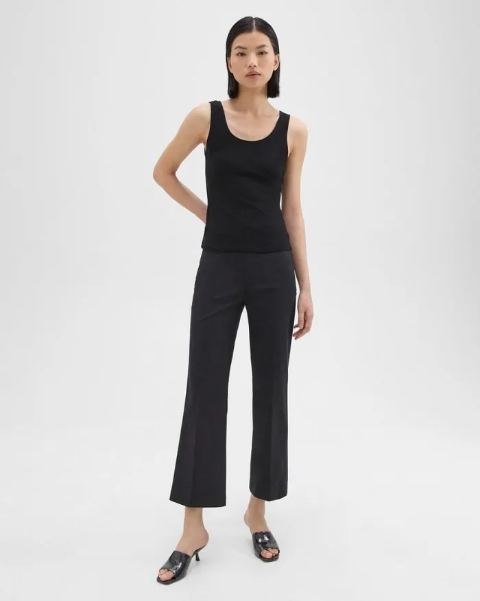 Pants Women Theory Cropped Kick Pant In Stretch CottonBlend Black