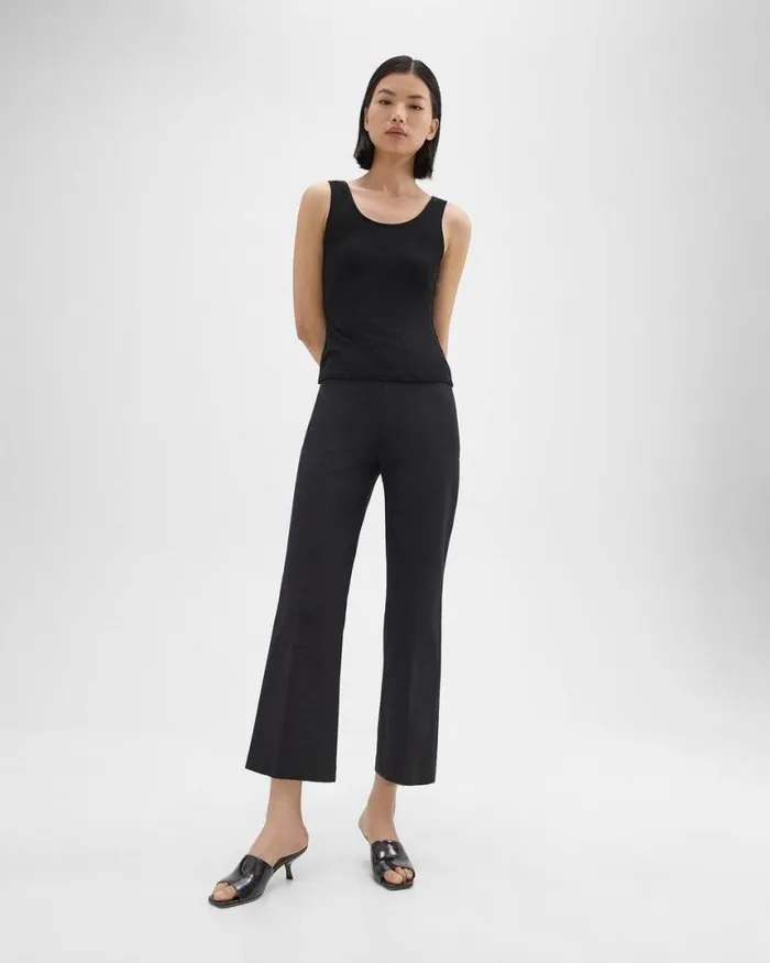Pants Women Theory Cropped Kick Pant In Stretch CottonBlend Black Pants Women Theory Cropped Kick Pant In Stretch CottonBlend Black