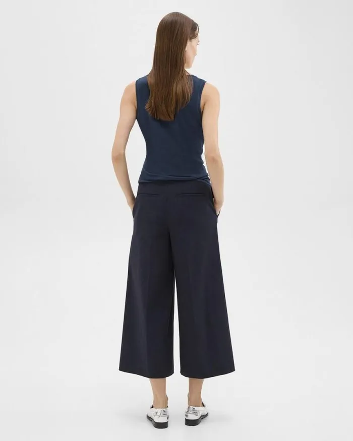 Pants Women Theory Cropped WideLeg Pant In Neoteric Twill Dark Navy Pants Women Theory Cropped WideLeg Pant In Neoteric Twill Dark Navy