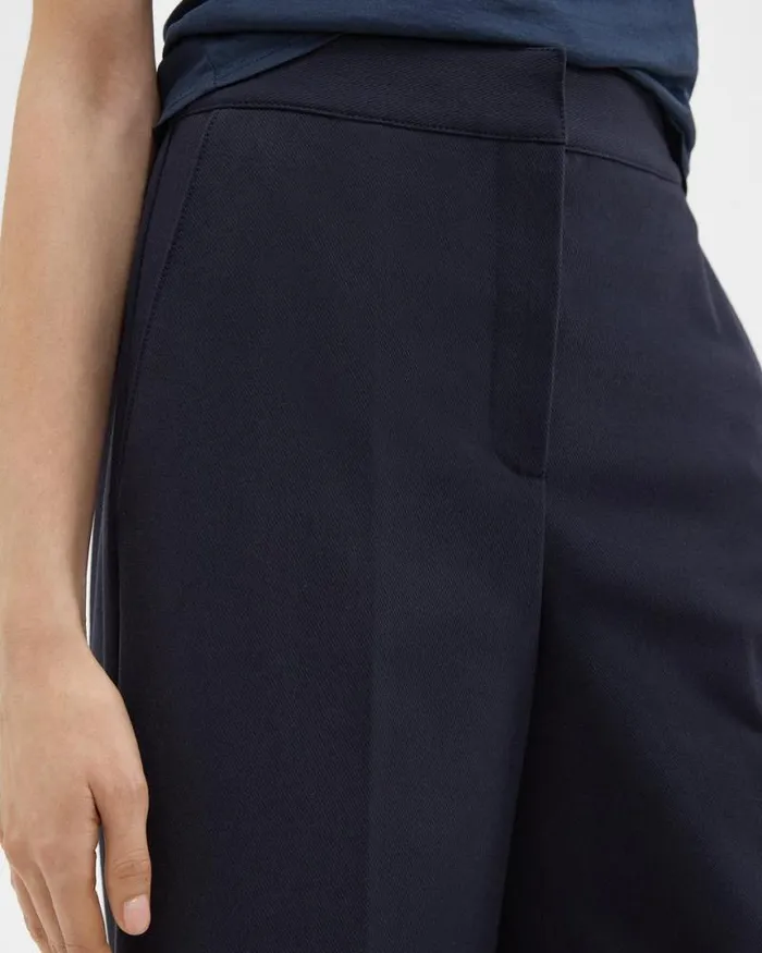 Pants Women Theory Cropped WideLeg Pant In Neoteric Twill Dark Navy Pants Women Theory Cropped WideLeg Pant In Neoteric Twill Dark Navy