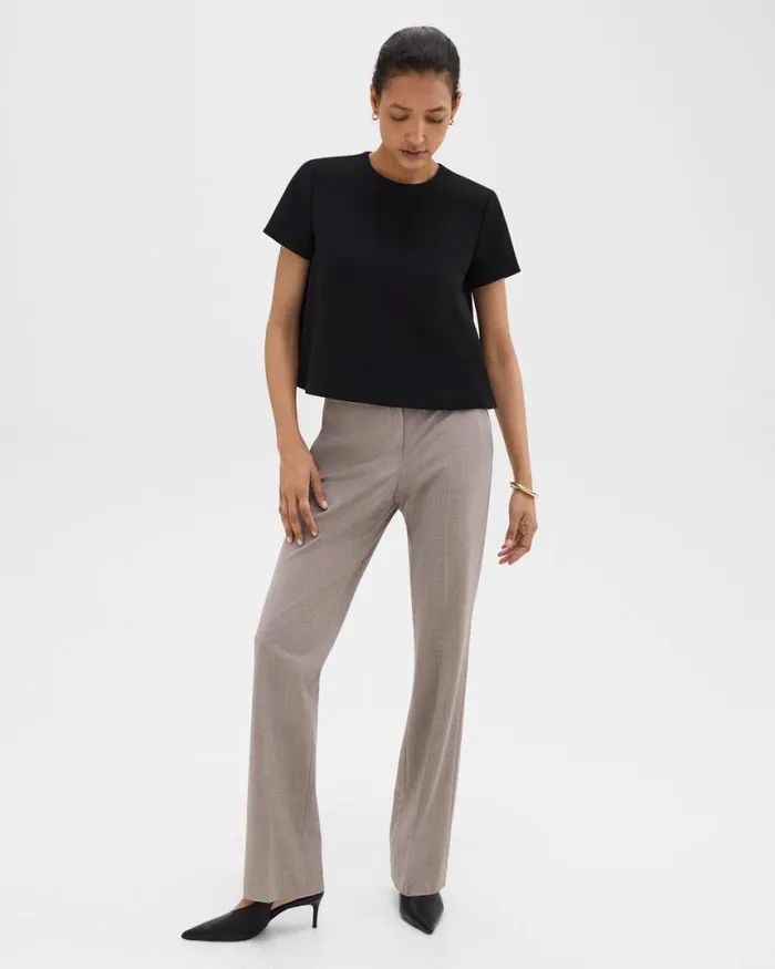 Pants Women Theory Flared Pant In Good Wool Cinder Melange