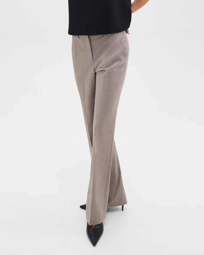 Pants Women Theory Flared Pant In Good Wool Cinder Melange