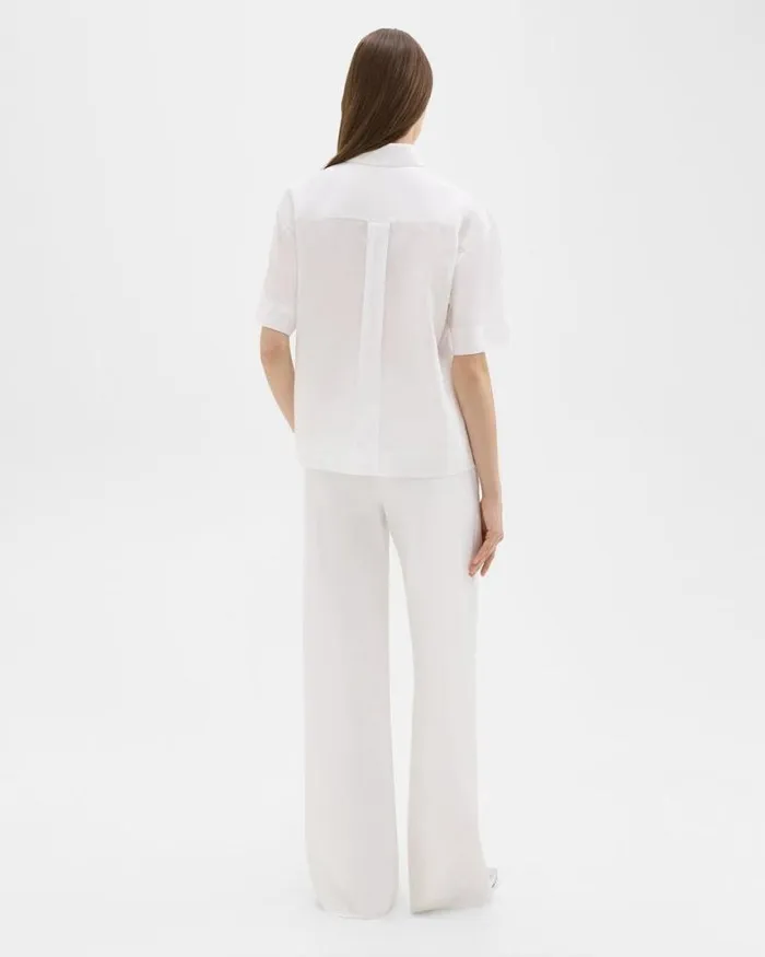 Pants Women Theory HighWaist WideLeg Pant In Good Linen White