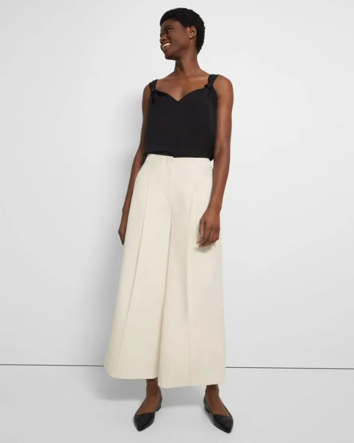 Pants Women Theory Pleated WideLeg Pant In Admiral Crepe Rice