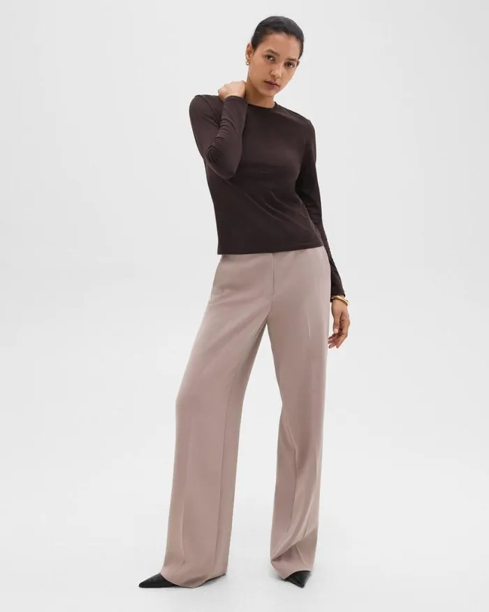 Pants Women Theory Relaxed Straight Pant In Admiral Crepe Cinder