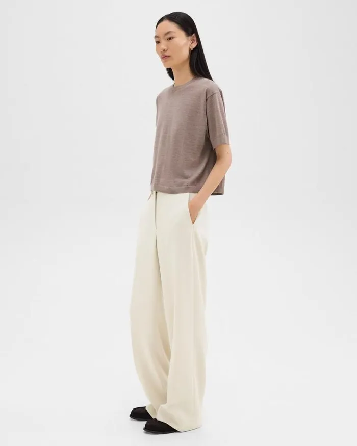 Pants Women Theory Relaxed Straight Pant In Admiral Crepe Rice
