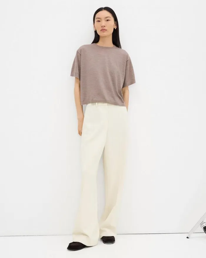 Pants Women Theory Relaxed Straight Pant In Admiral Crepe Rice