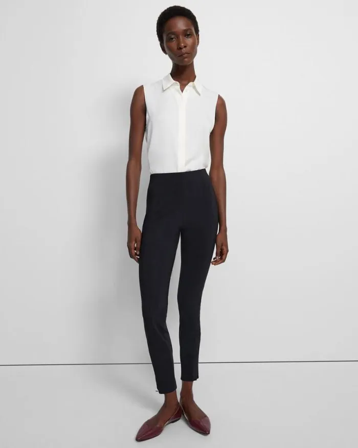 Pants Women Theory Seamed Slit Legging In Precision Ponte Black