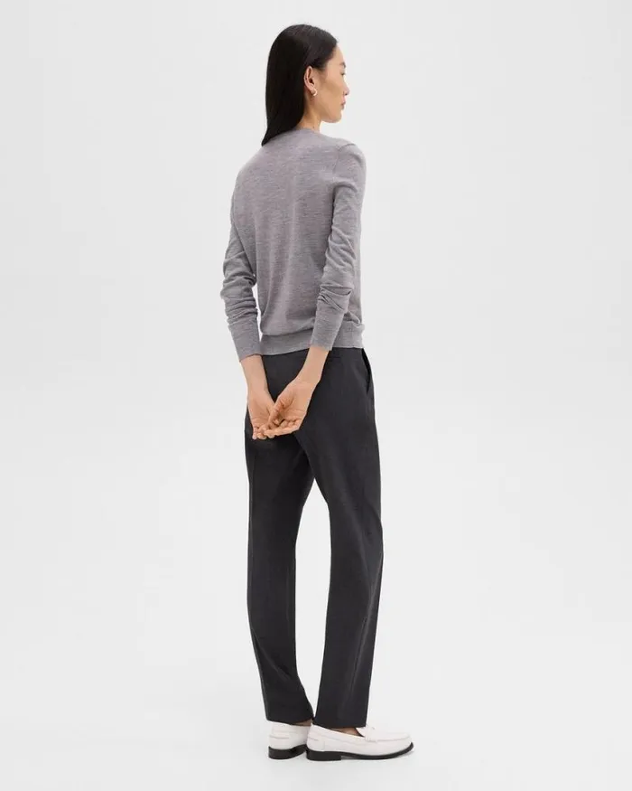 Pants Women Theory Treeca Full Length Pant In Good Wool Charcoal Melange