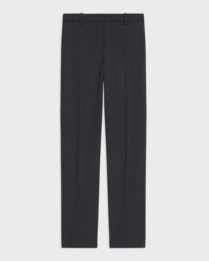 Pants Women Theory Treeca Full Length Pant In Good Wool Charcoal Melange