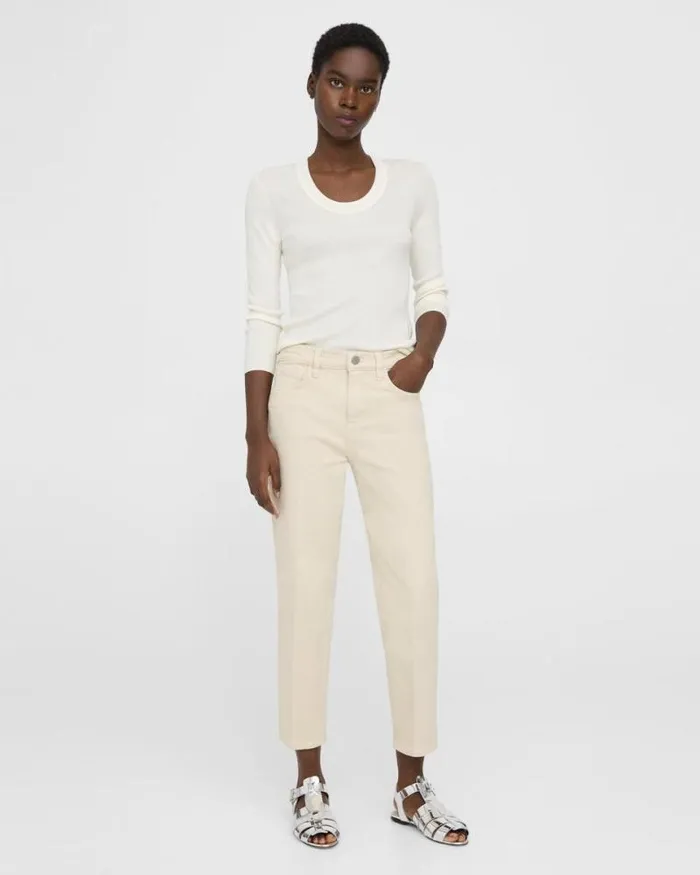 Pants Women Theory Treeca Jean In Stretch Denim Sand