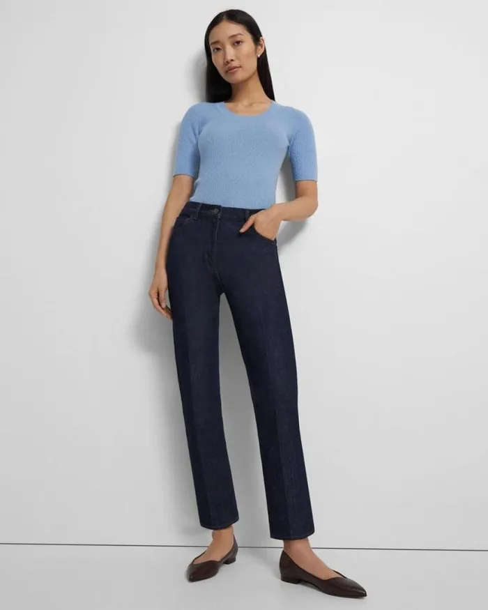 Pants Women Theory Treeca Jean In Washed Denim Indigo