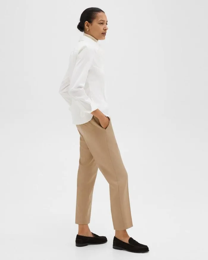 Pants Women Theory Treeca PullOn Pant In Sleek Flannel New Camel