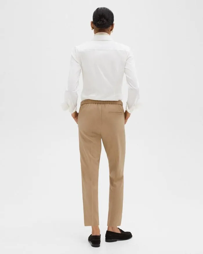 Pants Women Theory Treeca PullOn Pant In Sleek Flannel New Camel