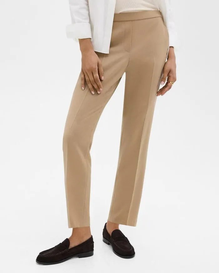 Pants Women Theory Treeca PullOn Pant In Sleek Flannel New Camel
