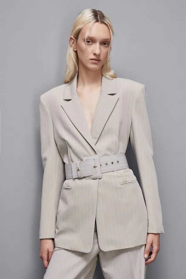 Patrizia Pepe Belts High Waist Fabric Belt Grey 8211 Women