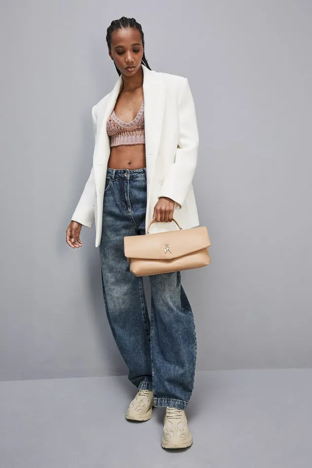 Patrizia Pepe Crossbodys Fly Bamby Leather Shoulder Bag Beige 8211 Women