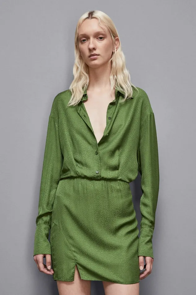 Patrizia Pepe Dresses Jacquard Viscose Mini Dress Green 8211 Women