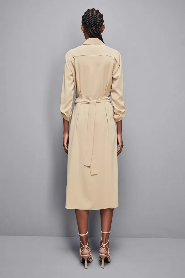 Patrizia Pepe Dresses LongSleeved Chemisier Dress Beige 8211 Women