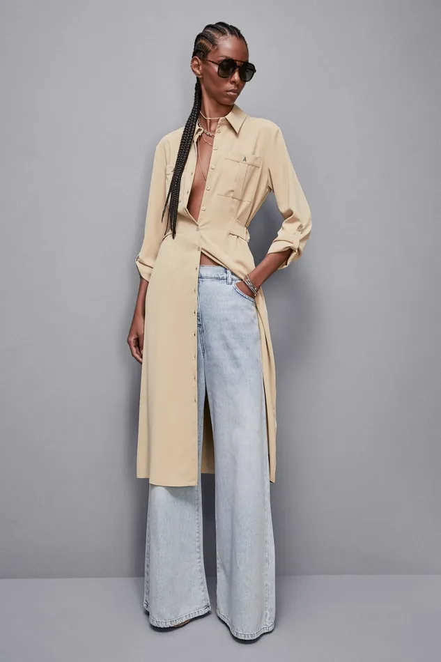 Patrizia Pepe Dresses LongSleeved Chemisier Dress Beige 8211 Women