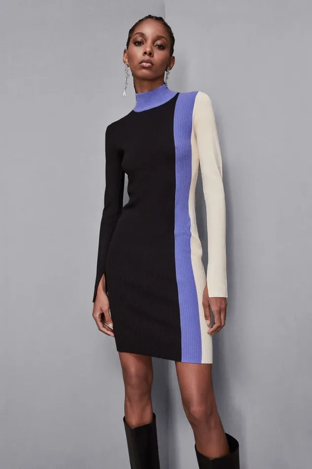 Patrizia Pepe Dresses Midi Dress In Knit With Color Block Black 8211 Women