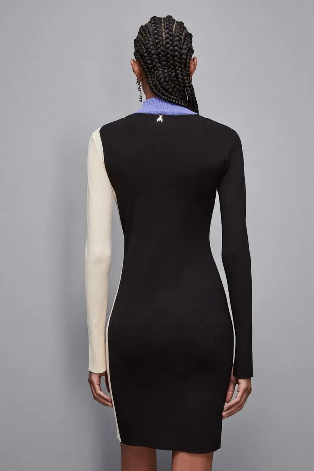 Patrizia Pepe Dresses Midi Dress In Knit With Color Block Black 8211 Women