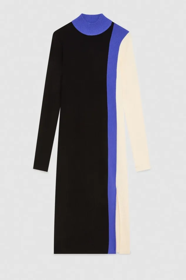 Patrizia Pepe Dresses Midi Dress In Knit With Color Block Black 8211 Women