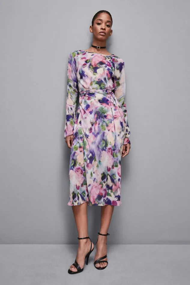 Patrizia Pepe Dresses Patterned Chiffon Midi Dress Multicolor 8211 Women