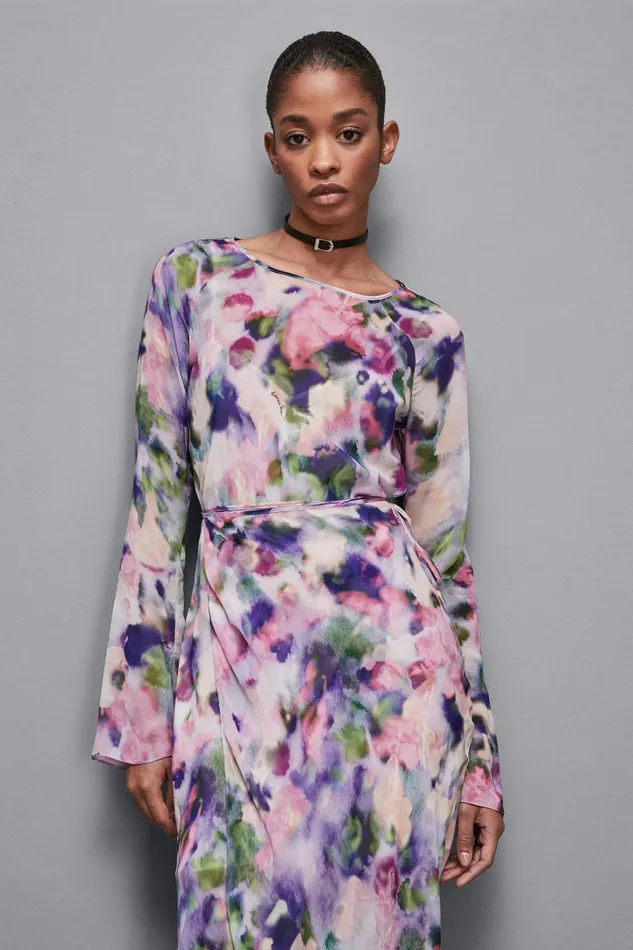 Patrizia Pepe Dresses Patterned Chiffon Midi Dress Multicolor 8211 Women