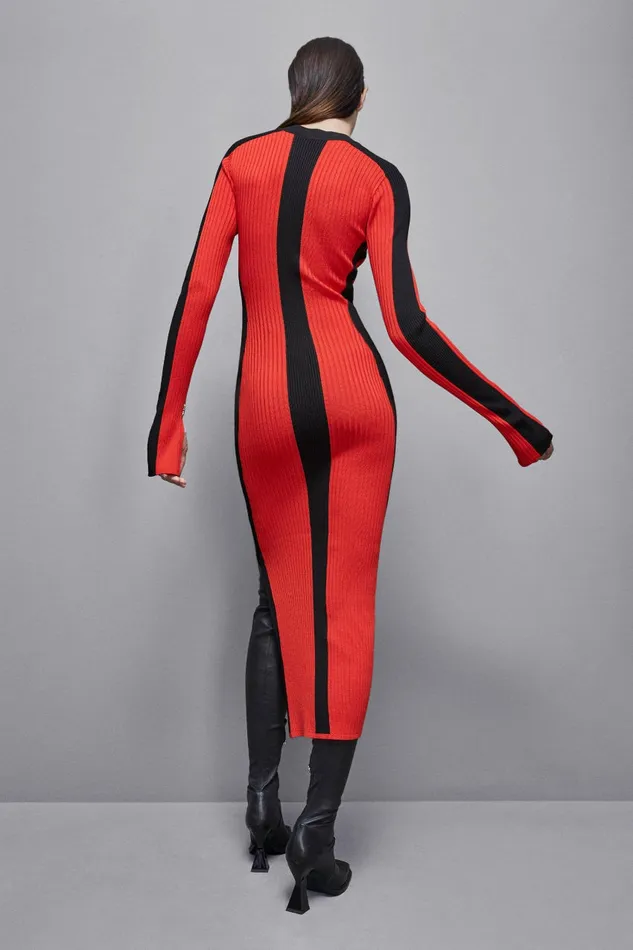 Patrizia Pepe Dresses Ribbed Viscose Blend Dress Red 8211 Women