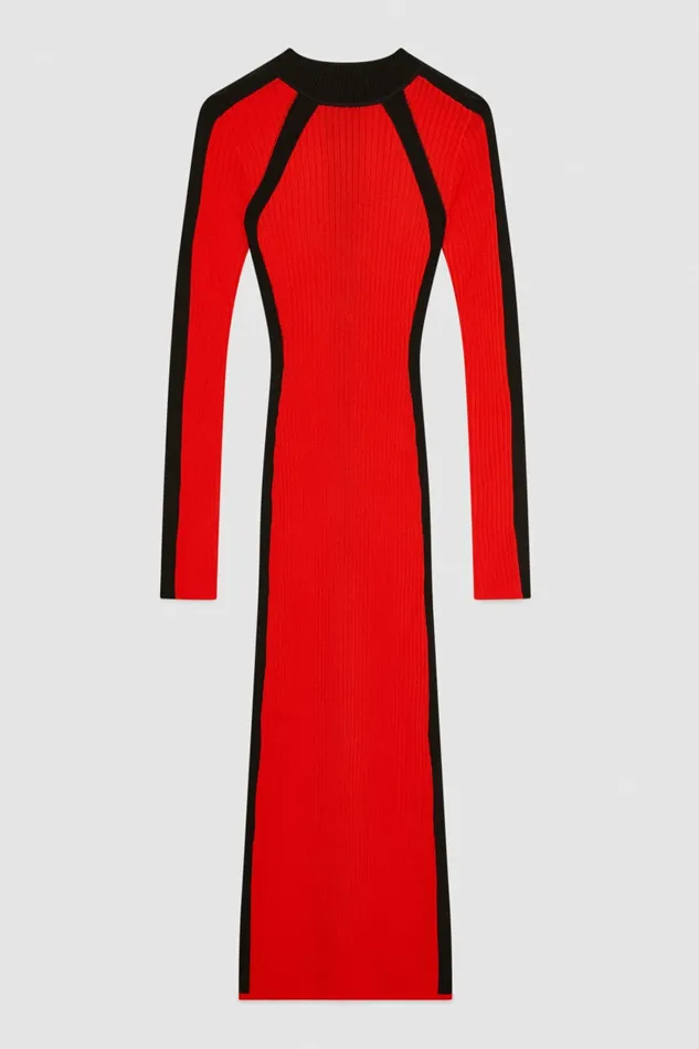 Patrizia Pepe Dresses Ribbed Viscose Blend Dress Red 8211 Women