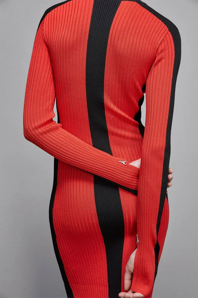 Patrizia Pepe Dresses Ribbed Viscose Blend Dress Red 8211 Women