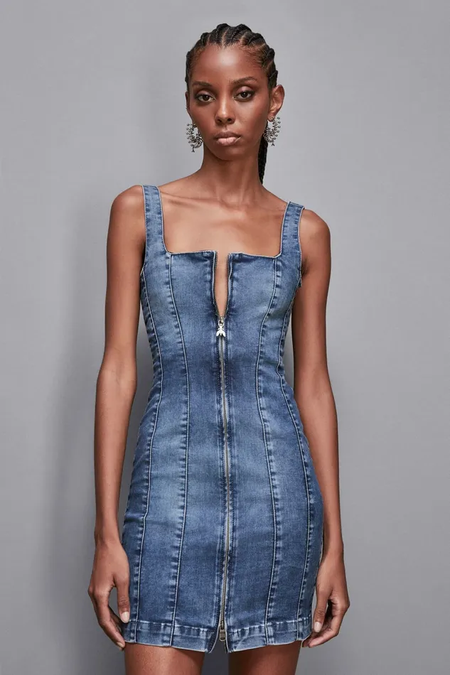Patrizia Pepe Dresses Sleeveless Denim Mini Dress Light Blue 8211 Women