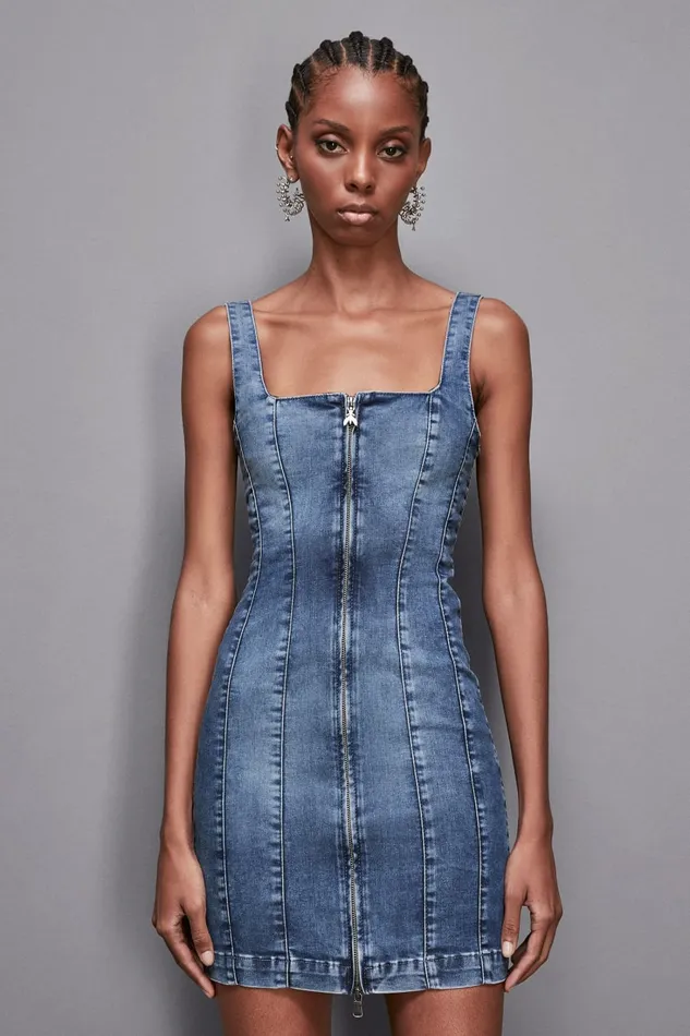 Patrizia Pepe Dresses Sleeveless Denim Mini Dress Light Blue 8211 Women