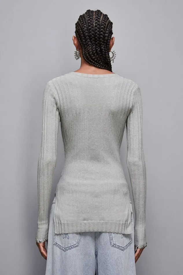 Patrizia Pepe Knitwear Essential Ribbed Knitting Sweater Grey 8211 Women