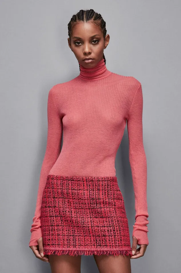 Patrizia Pepe Knitwear Essential Slim Fit Wool Sweater Pink 8211 Women