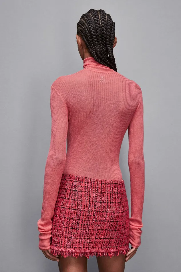Patrizia Pepe Knitwear Essential Slim Fit Wool Sweater Pink 8211 Women