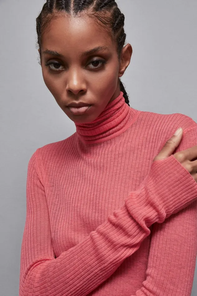 Patrizia Pepe Knitwear Essential Slim Fit Wool Sweater Pink 8211 Women