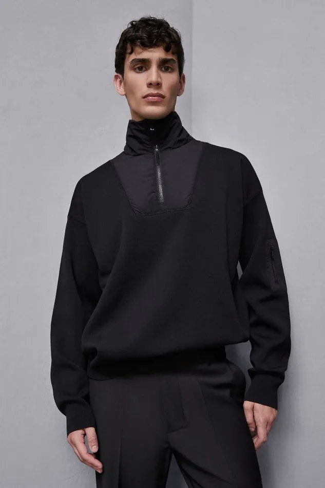Patrizia Pepe Knitwear Sweater With Nylon Inserts Black 8211 Men