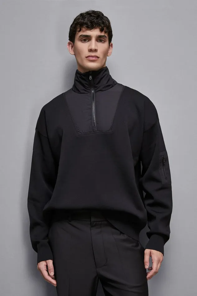 Patrizia Pepe Knitwear Sweater With Nylon Inserts Black 8211 Men