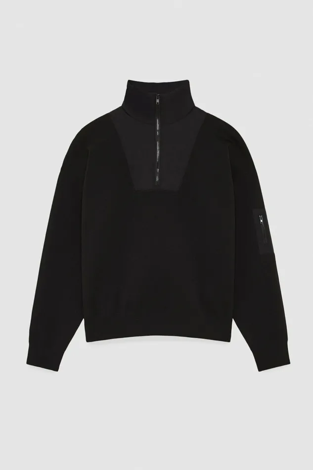 Patrizia Pepe Knitwear Sweater With Nylon Inserts Black 8211 Men
