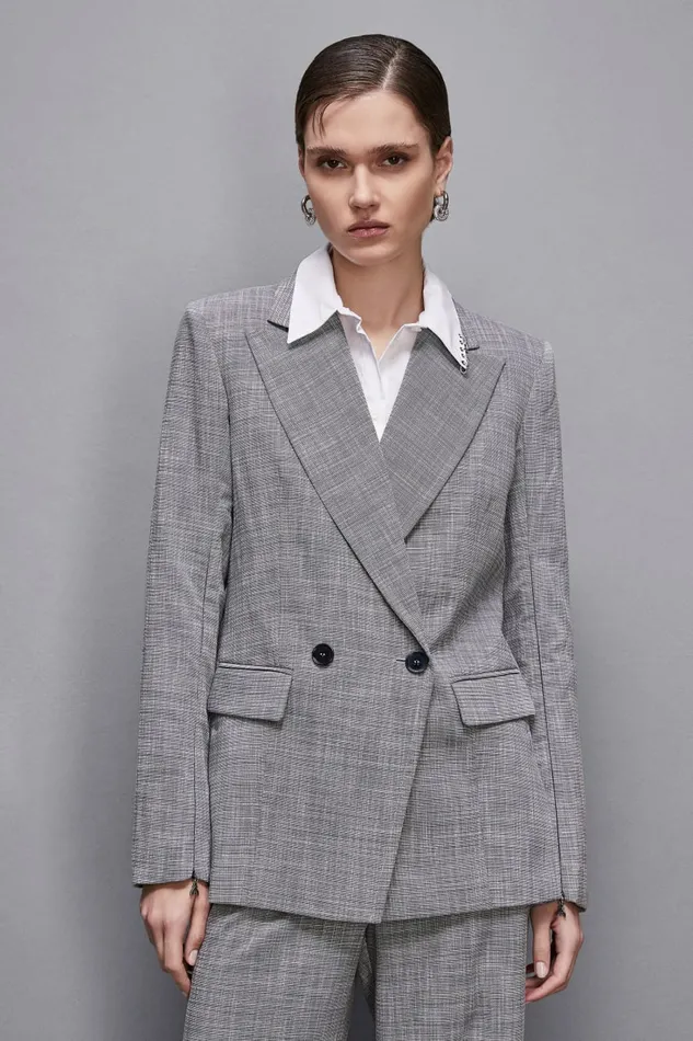 Patrizia Pepe Outerwear Essential DoubleBreasted Jacket Grey 8211 Women