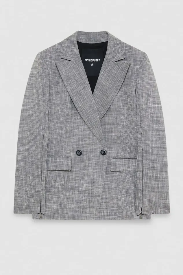 Patrizia Pepe Outerwear Essential DoubleBreasted Jacket Grey 8211 Women