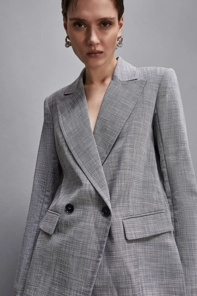 Patrizia Pepe Outerwear Essential DoubleBreasted Jacket Grey 8211 Women