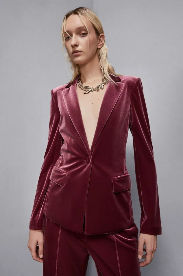 Patrizia Pepe Outerwear Essential Velvet Jacket Red 8211 Women