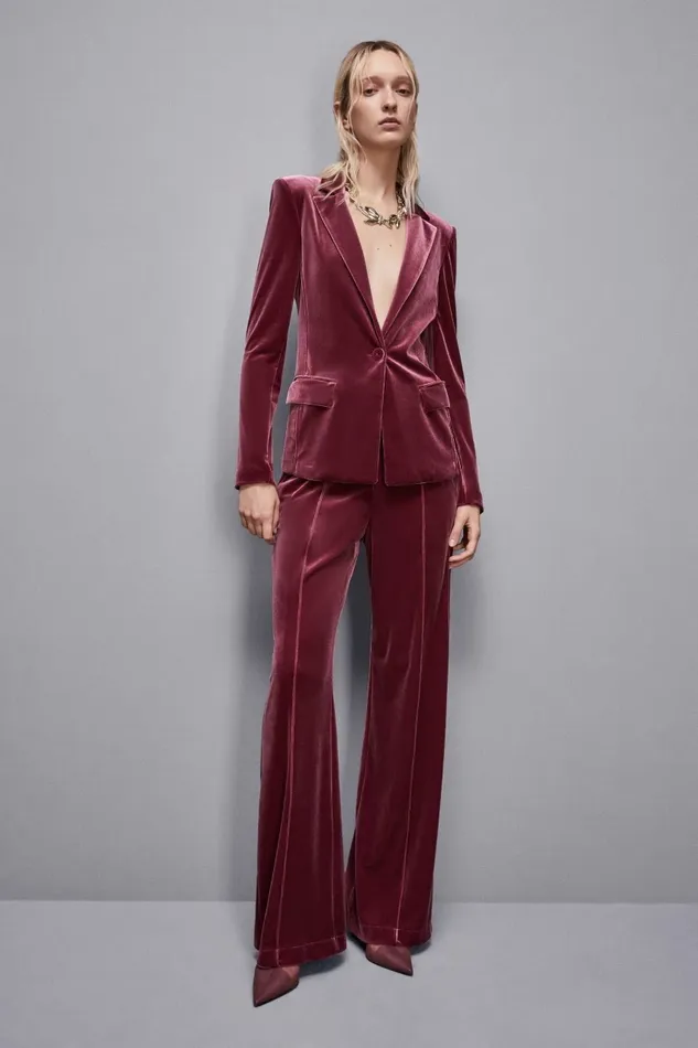 Patrizia Pepe Outerwear Essential Velvet Jacket Red 8211 Women