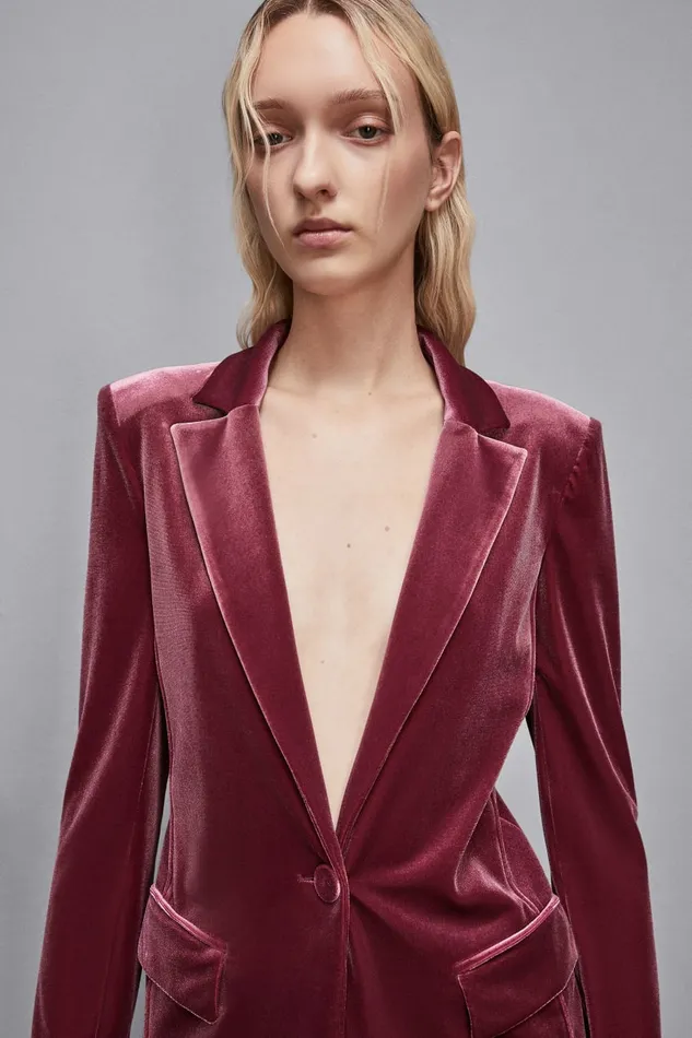 Patrizia Pepe Outerwear Essential Velvet Jacket Red 8211 Women